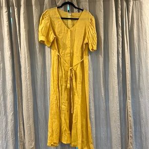 Linen yellow magaschoni dress size L